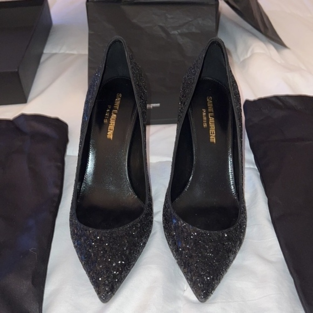 NEW Saint Laurent YSL 100% Authentic glitter heels‎ 👠 - Picture 4 of 9